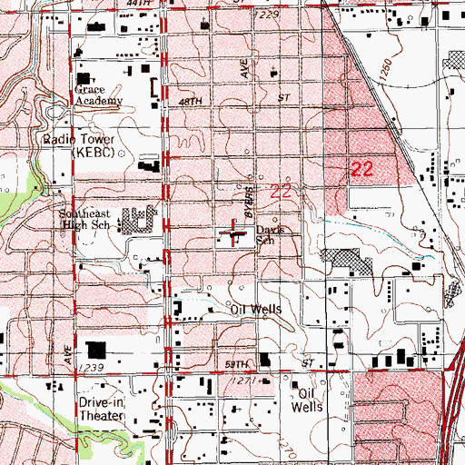 Topographic Map of Davis School, OK