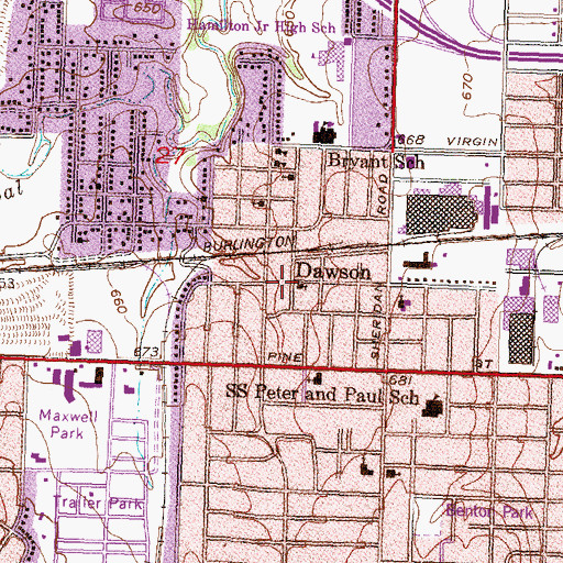 Topographic Map of Dawson, OK