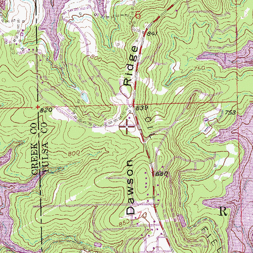 Topographic Map of Dawson Ridge, OK