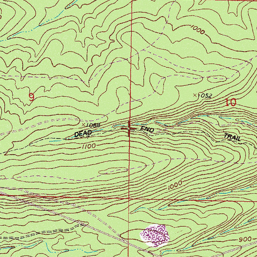 Topographic Map of Dead End Trail, OK