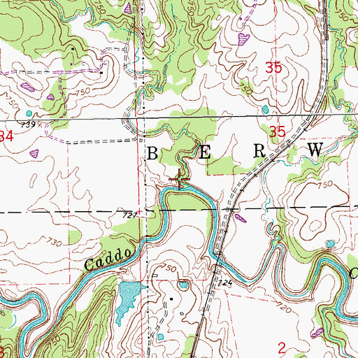 Topographic Map of Deadman Branch, OK