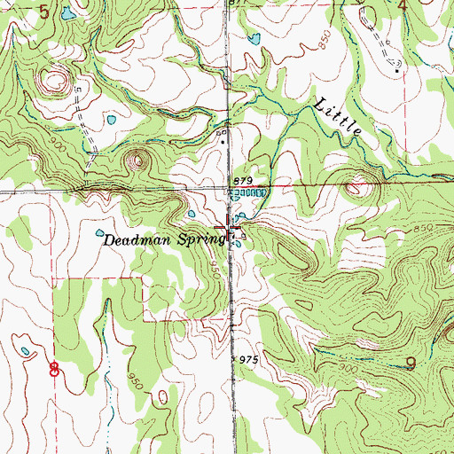 Topographic Map of Deadman Spring, OK