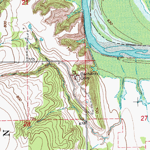 Topographic Map of Decherds Cemetery, OK