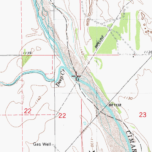 Topographic Map of Deep Creek, OK