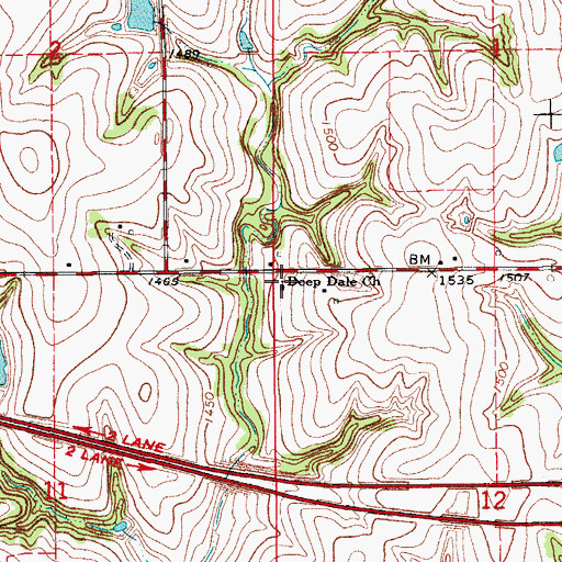 Topographic Map of Deep Dale Church, OK