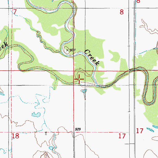 Topographic Map of Deep Red Creek, OK