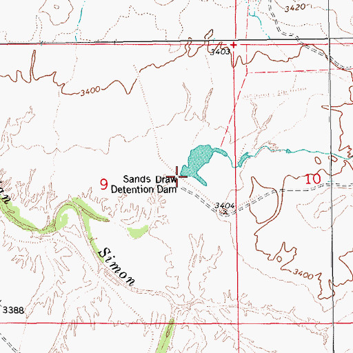 Topographic Map of Sands Draw Detention Dam, AZ