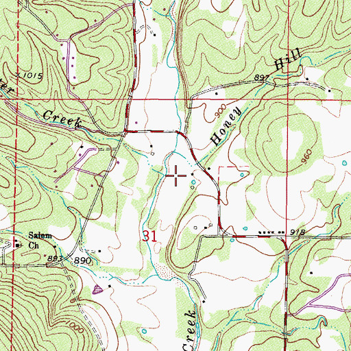 Topographic Map of Deer in Water Creek, OK