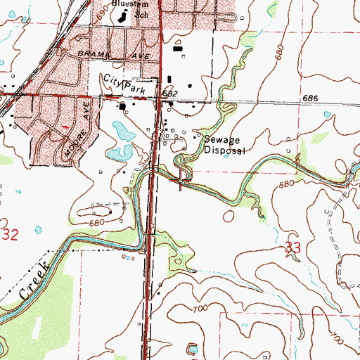 Topographic Map of Deer Creek, OK