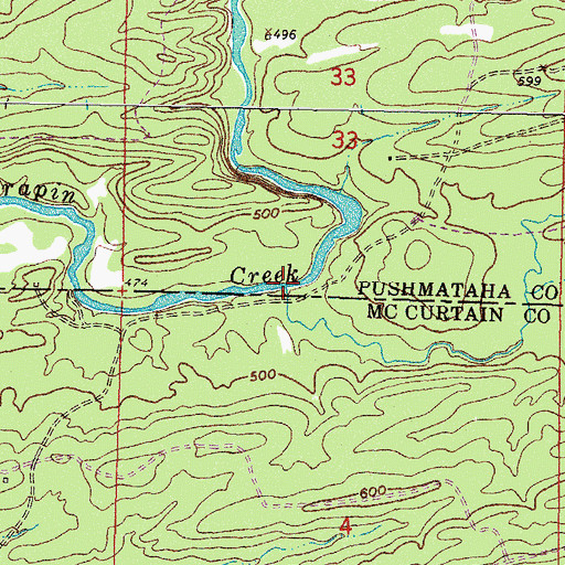 Topographic Map of Deer Creek, OK