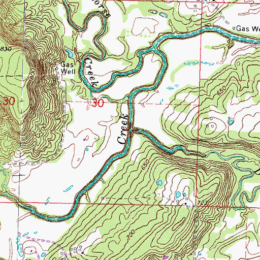 Topographic Map of Deer Creek, OK