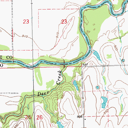 Topographic Map of Deer Creek, OK
