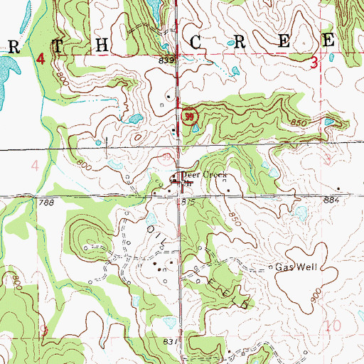 Topographic Map of Deer Creek Church, OK
