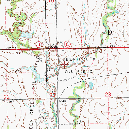 Topographic Map of Deer Creek Oil Field, OK