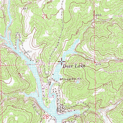 Topographic Map of Deer Lake, OK