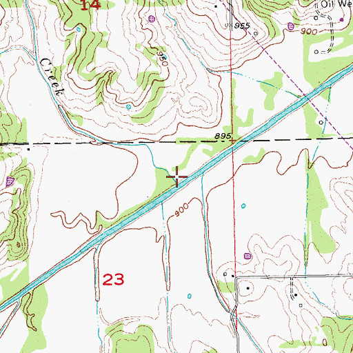 Topographic Map of Delaware Creek, OK