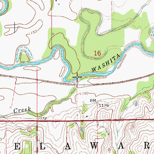 Topographic Map of Delaware Creek, OK