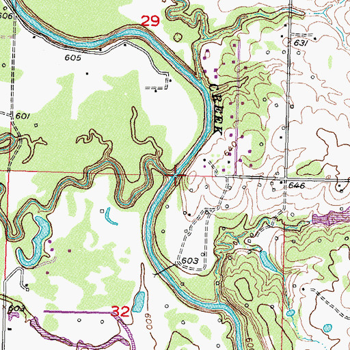 Topographic Map of Delaware Creek, OK