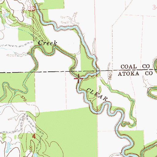 Topographic Map of Delaware Creek, OK
