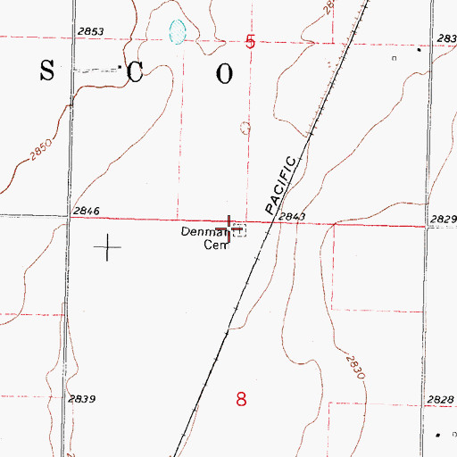 Topographic Map of Denman Cemetery, OK