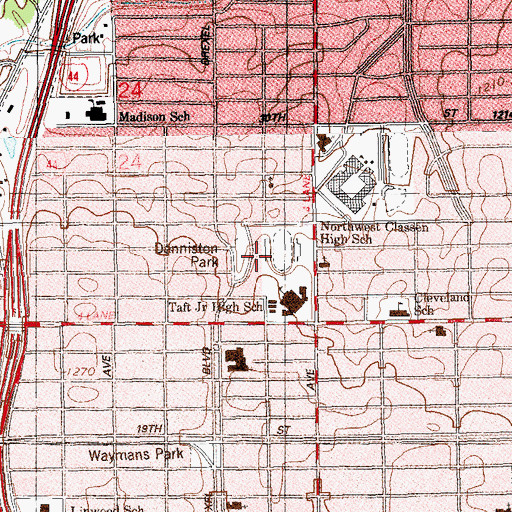 Topographic Map of Denniston Park, OK