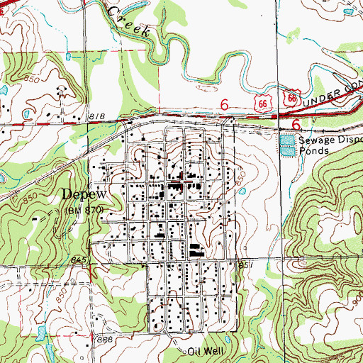 Topographic Map of Depew, OK