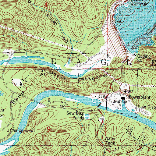 Topographic Map of Devils Backbone, OK
