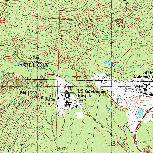 Topographic Map of Devils Hollow, OK