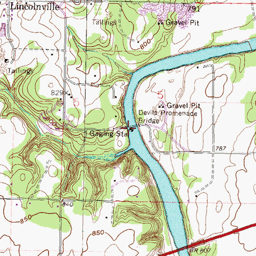 Topographic Map of Devils Promenade Bridge, OK