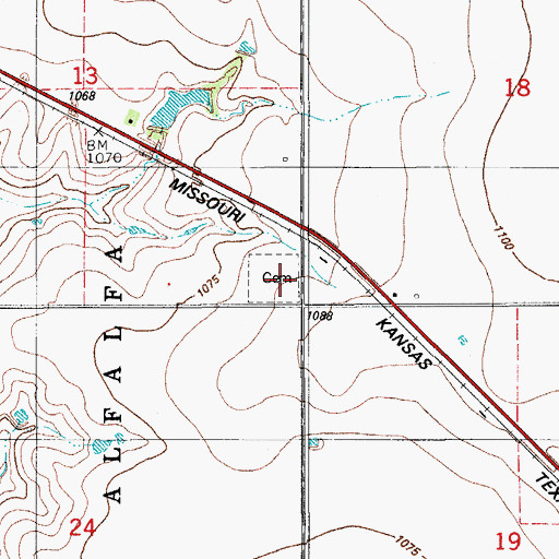 Topographic Map of Devol Cemetery, OK