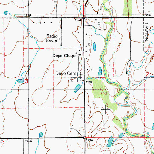Topographic Map of Deyo Cemetery, OK