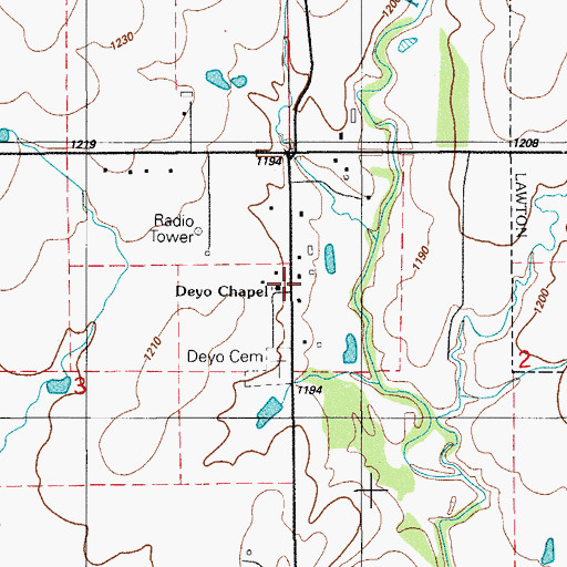 Topographic Map of Deyo Memorial Chapel, OK
