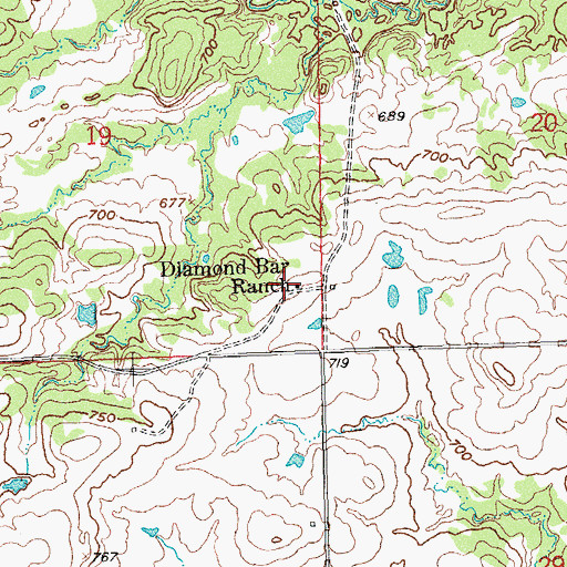Topographic Map of Diamond Bar Ranch, OK