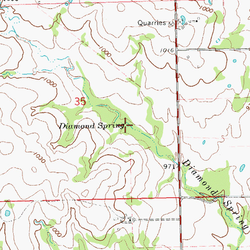 Topographic Map of Diamond Spring, OK
