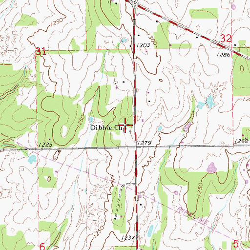 Topographic Map of Dibble Church, OK