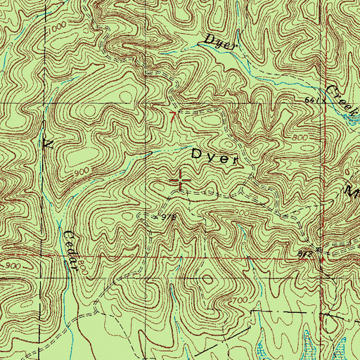 Topographic Map of Dyer Mountain, OK