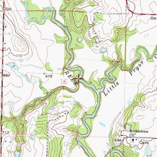 Topographic Map of Diver Creek, OK