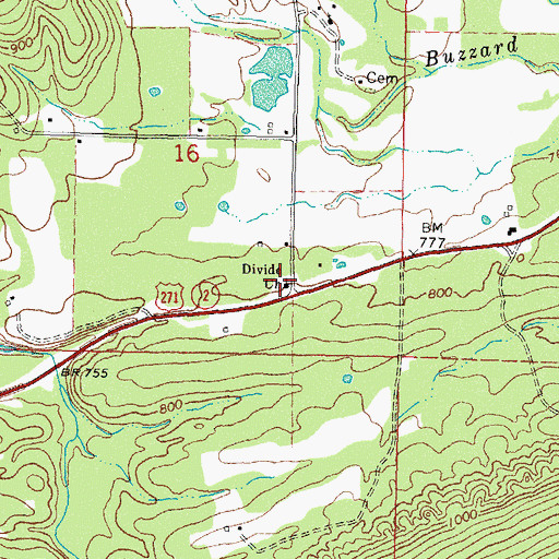 Topographic Map of Divide Church, OK