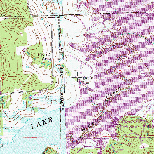 Topographic Map of Dixie Cemetery, OK