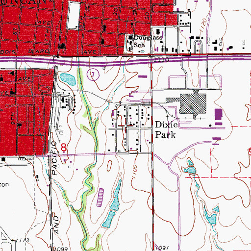 Topographic Map of Dixie Park, OK