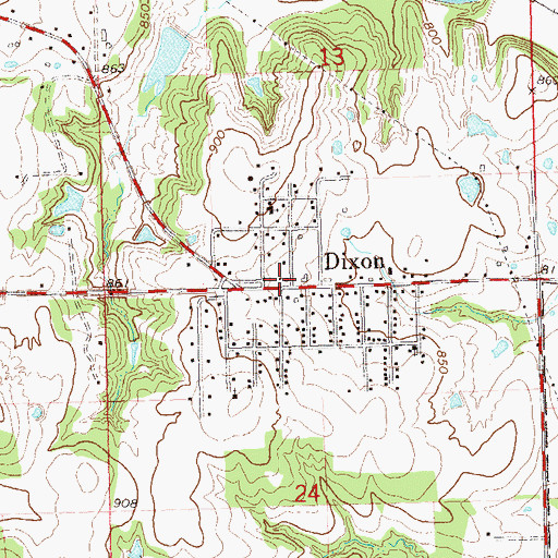Topographic Map of Dixon, OK