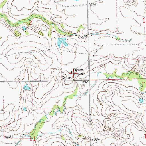 Topographic Map of Dixon Chapel Presbyterian Church, OK