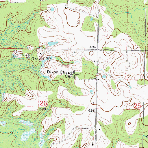 Topographic Map of Dixon Chapel Cemetery, OK