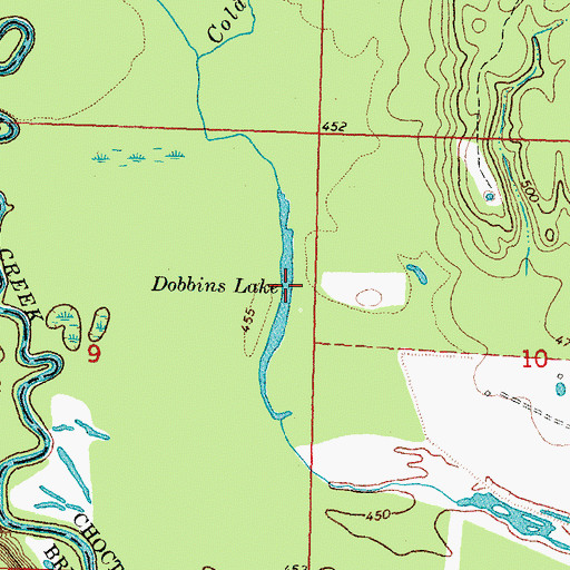 Topographic Map of Dobbins Lake, OK