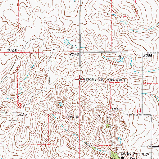 Topographic Map of Doby Springs Cemetery, OK