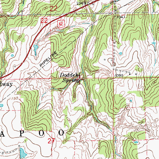 Topographic Map of Doddehl Spring, OK