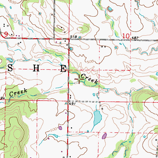 Topographic Map of Doe Creek, OK