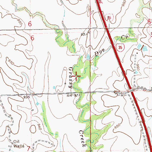 Topographic Map of Doe Creek, OK