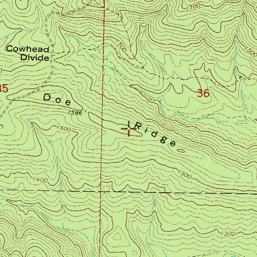 Topographic Map of Doe Ridge, OK