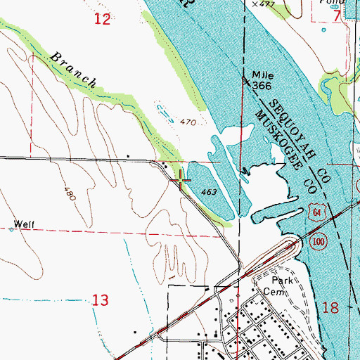 Topographic Map of Dog Branch, OK